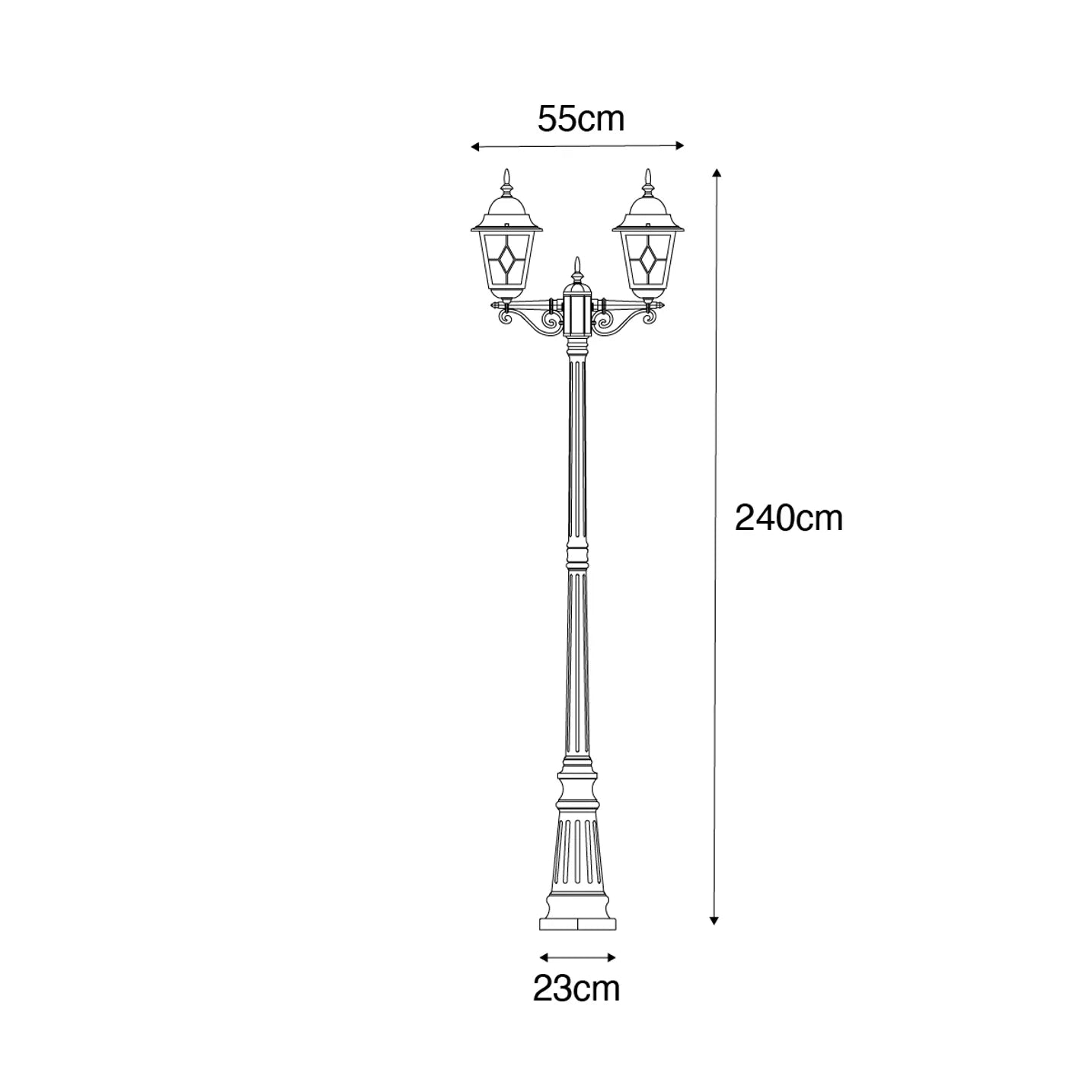 Lanterna exterior vintage ouro antigo 240 cm 2 luzes - Antigua