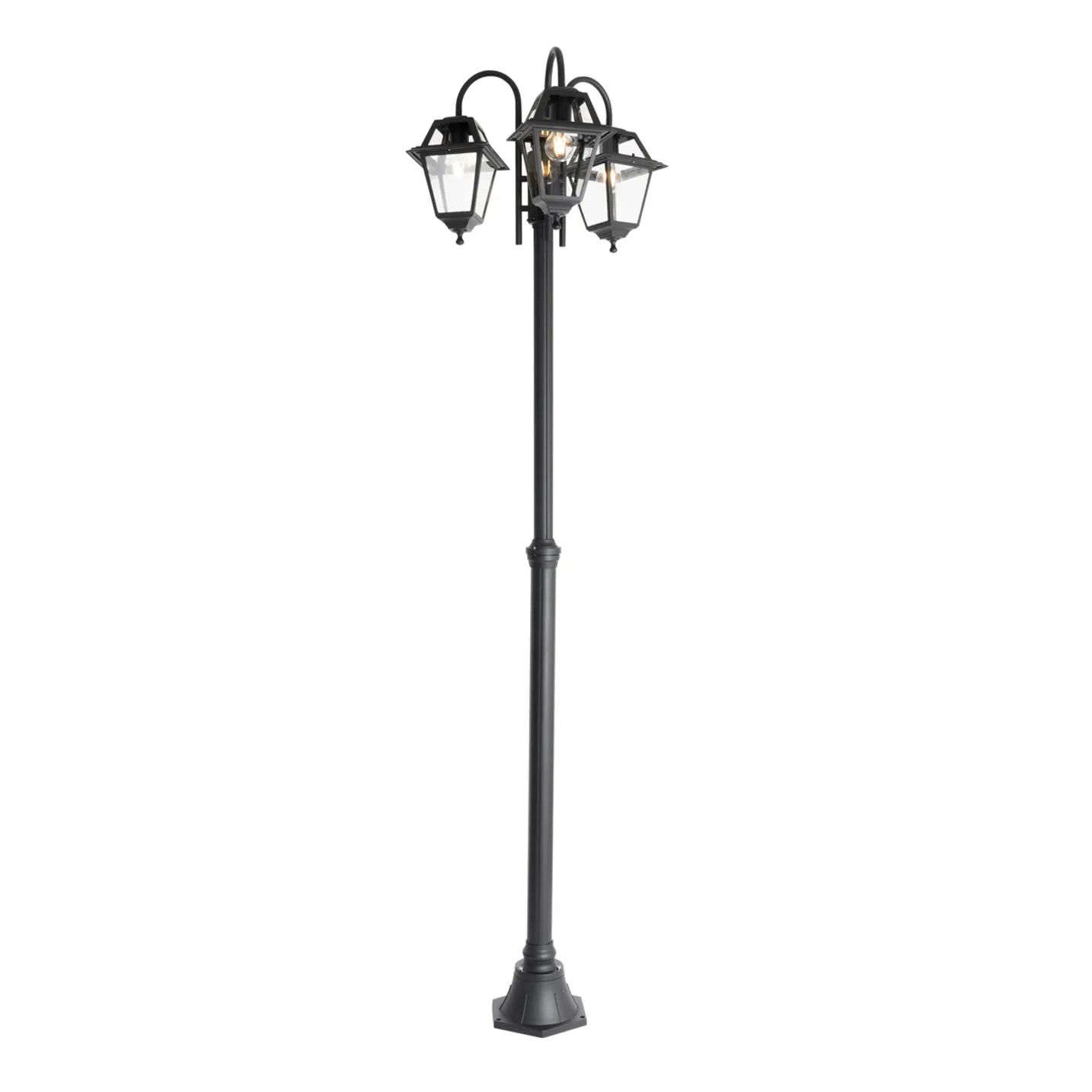 Lanterna exterior clássica preta 235 cm 3-luzes IP44 - Berta