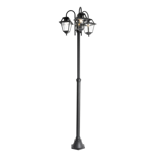Lanterna exterior clássica preta 235 cm 3-luzes IP44 - Berta