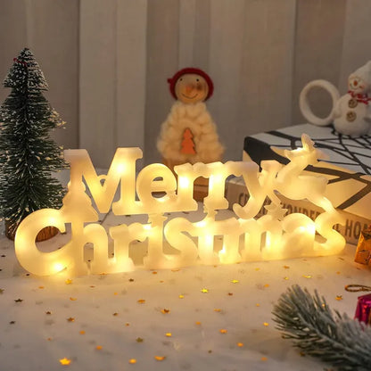Decorações de Natal, Letras de Feliz Natal Luz LED para Festa de Natal Interior e Exterior Luz do Alfabeto de Natal (Branco Quente)