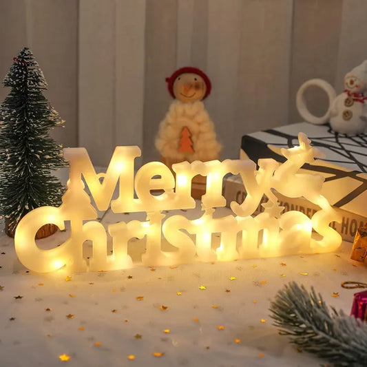 Decorações de Natal, Letras de Feliz Natal Luz LED para Festa de Natal Interior e Exterior Luz do Alfabeto de Natal (Branco Quente)