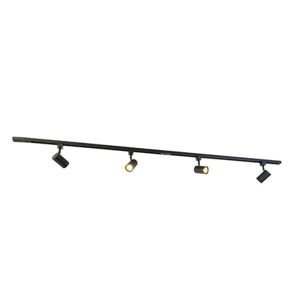 Sistema de iluminação de trilho moderno monofásico com 4 focos pretos - Iconic Jeana