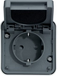 Tomada 2P+T Cubyko Saliente Cinza IP55 WNC160 Hager